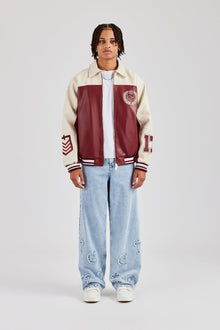 Oversized Vintage Bomber Jacket - Red