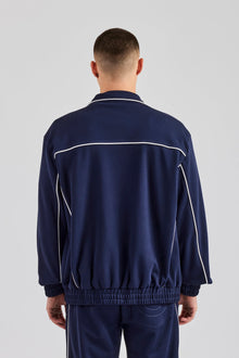 Piping Zip Through Jacket - Navy