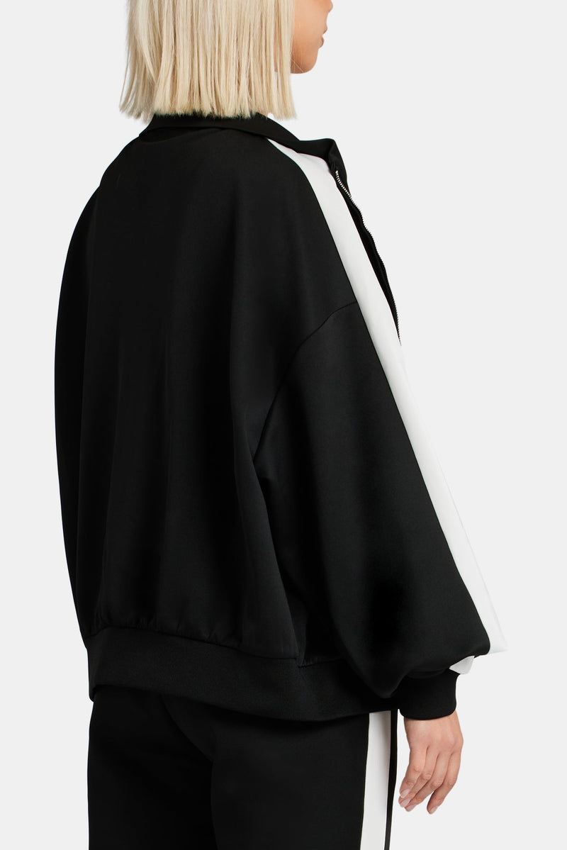 AmalfiGold Embroidered Varsity Track Jacket - Black