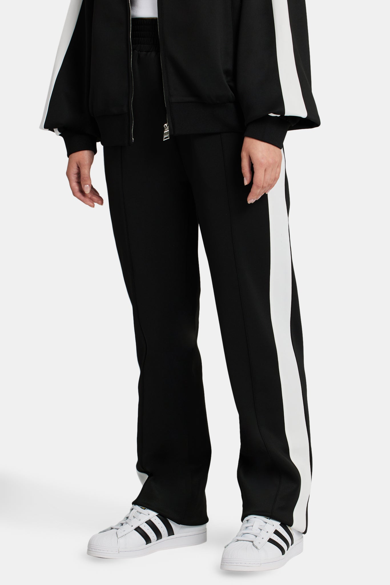 AmalfiGold Embroidered Varsity Track Pant - Black