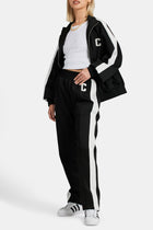 AmalfiGold Embroidered Varsity Track Pant - Black