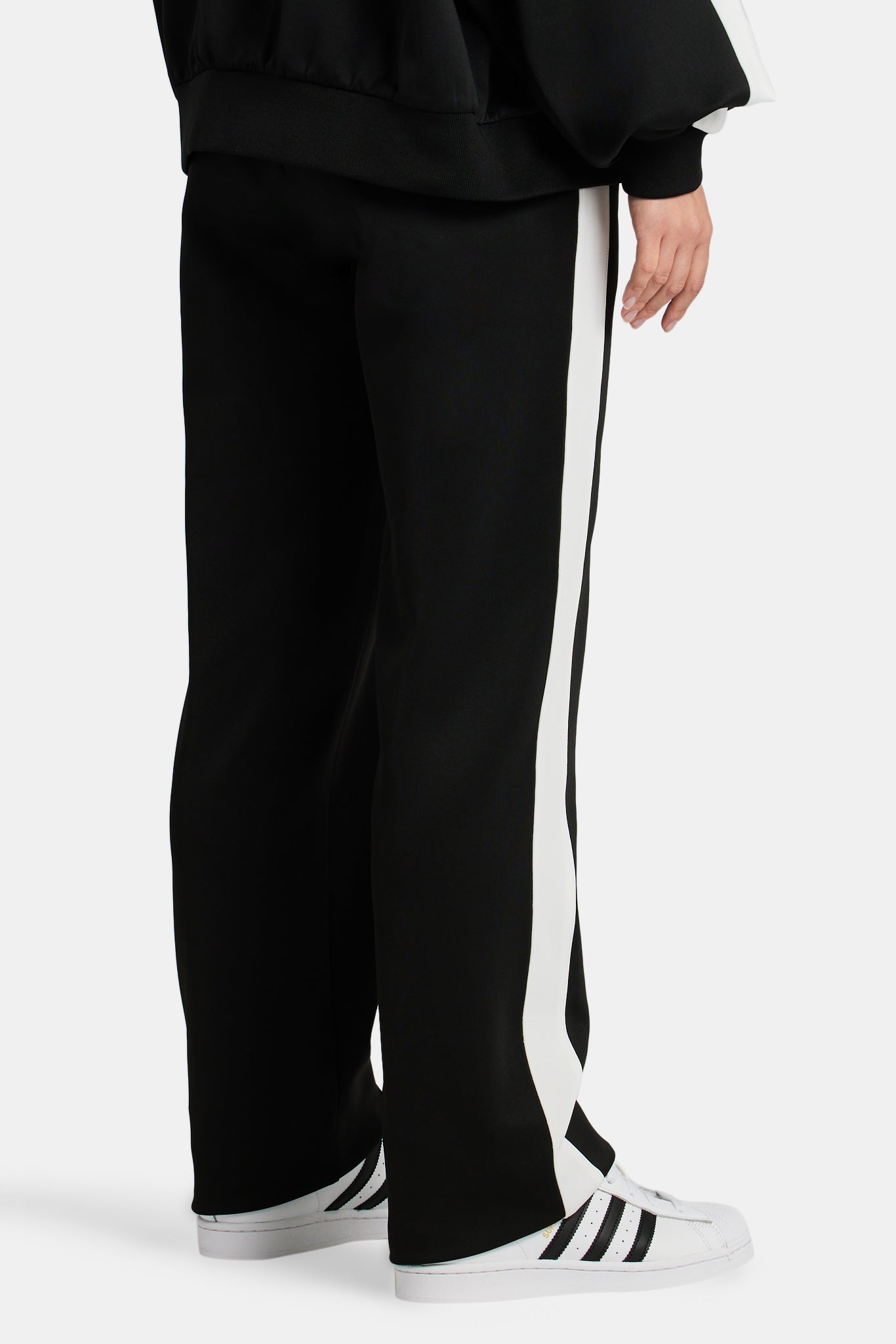 AmalfiGold Embroidered Varsity Track Pant - Black