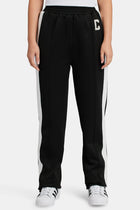 AmalfiGold Embroidered Varsity Track Pant - Black