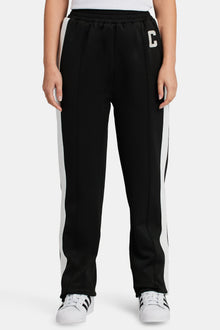 AmalfiGold Embroidered Varsity Track Pant - Black