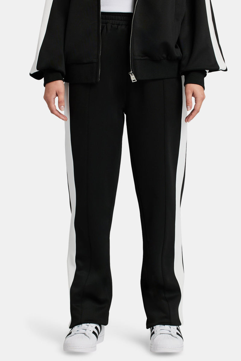 AmalfiGold Embroidered Varsity Track Pant - Black