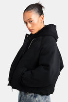 AmalfiGold Cropped PU Puffer Bomber Jacket - Black