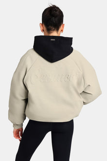 AmalfiGold Cropped PU Puffer Bomber Jacket - Sage