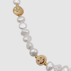 Iced Smiley Real Pearl Necklace (Gold)