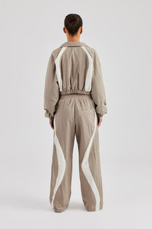 Contrast Panel Nylon Zip Through Tracksuit - Khaki