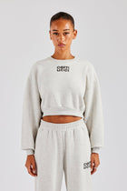 Glitter Applique Cropped Sweatshirt - Ash Grey