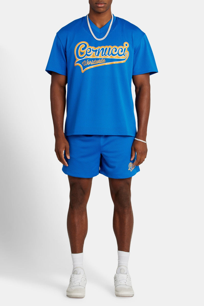 AmalfiGold Varsity Mesh Short - Cobalt