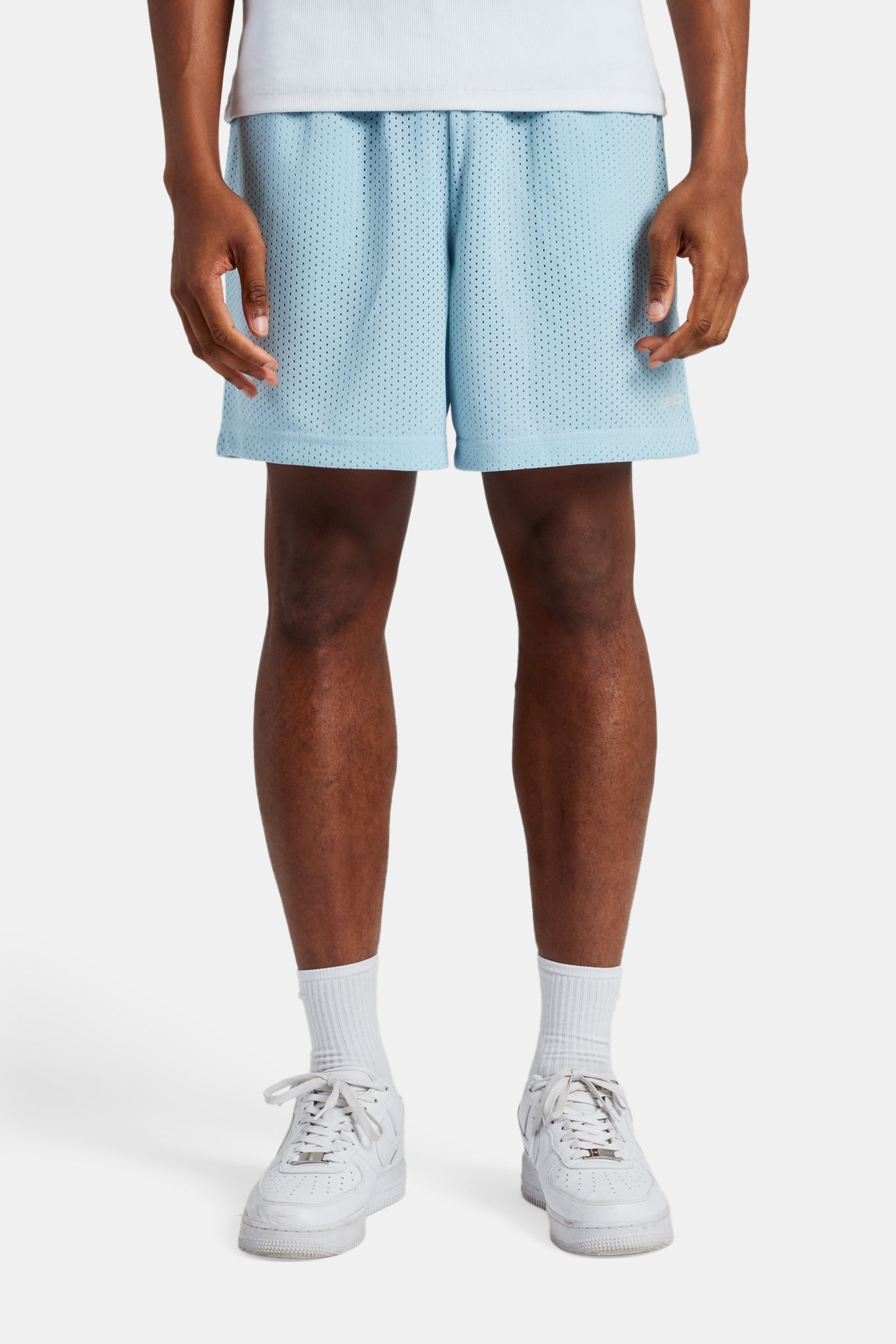 AmalfiGold Embroidered Mesh Short - Light Blue