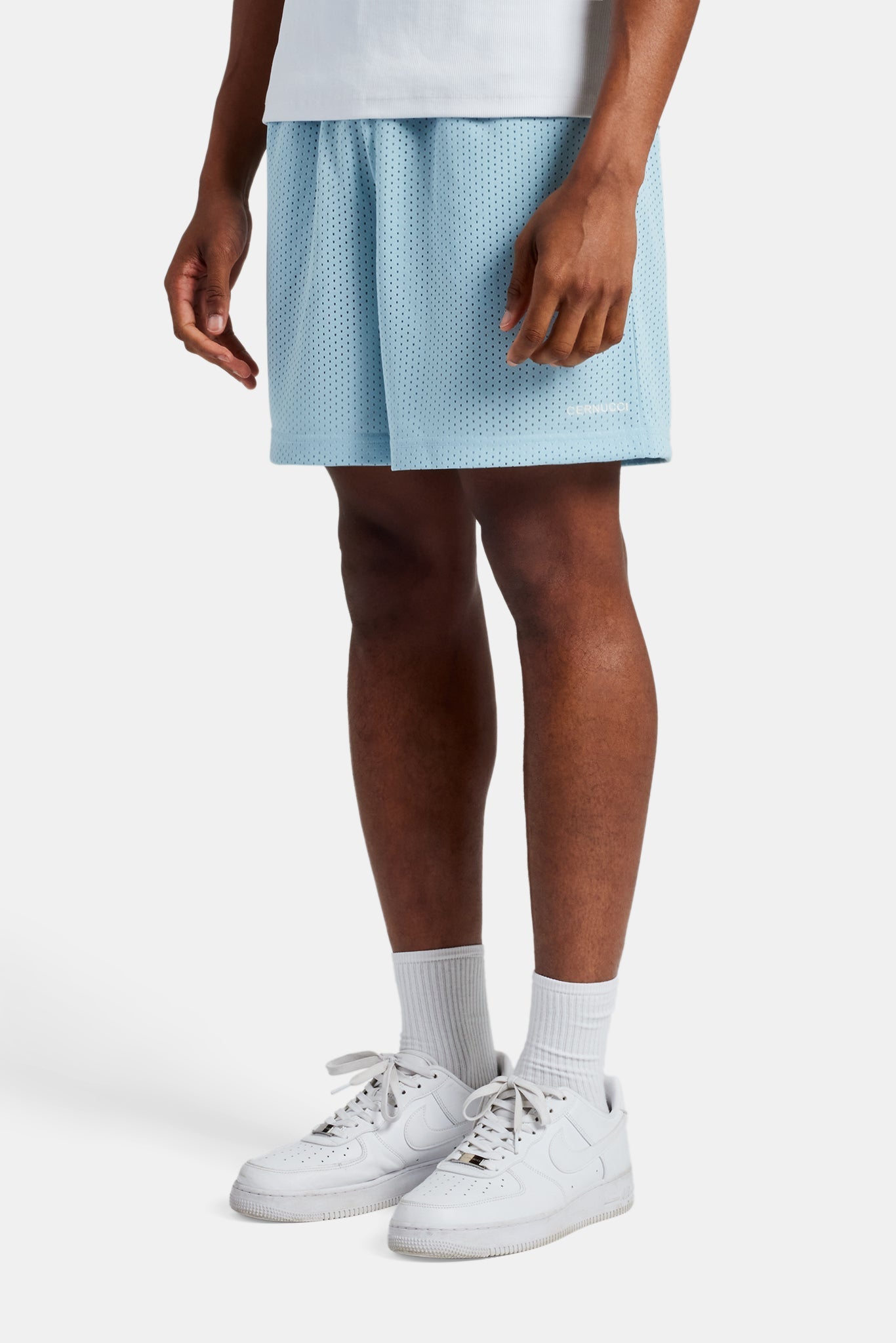 AmalfiGold Embroidered Mesh Short - Light Blue