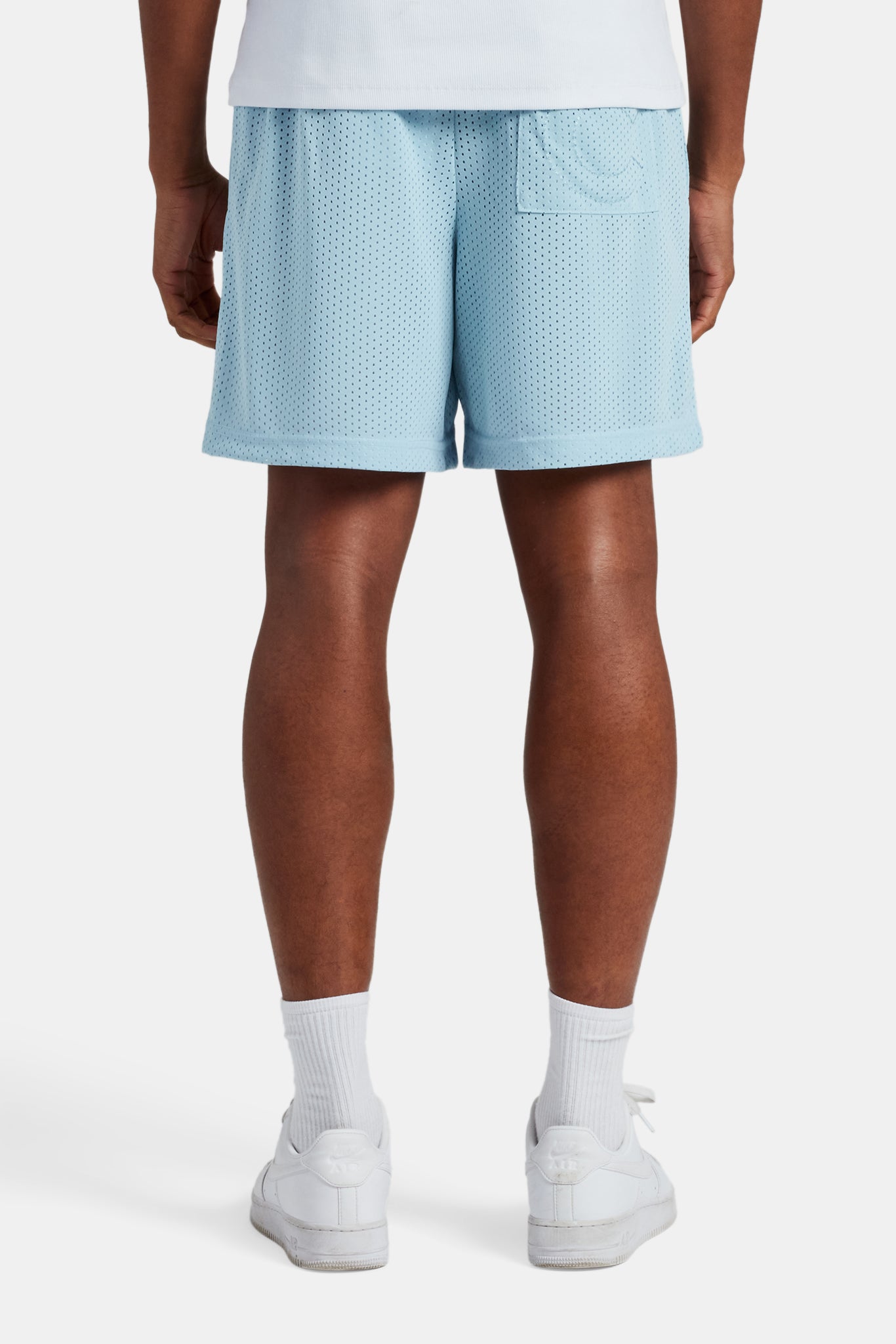 AmalfiGold Embroidered Mesh Short - Light Blue