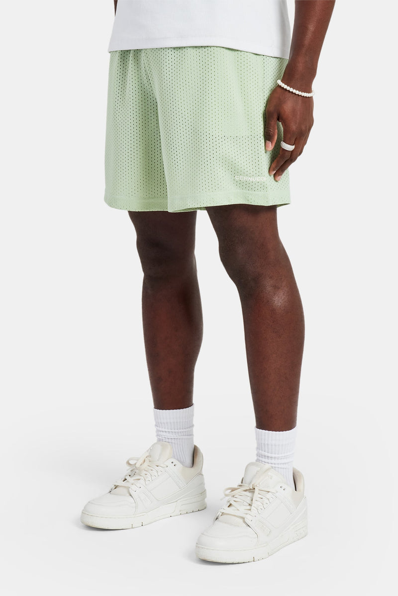 AmalfiGold Embroidered Mesh Short - Sage
