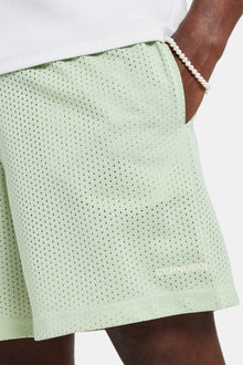 AmalfiGold Embroidered Mesh Short - Sage