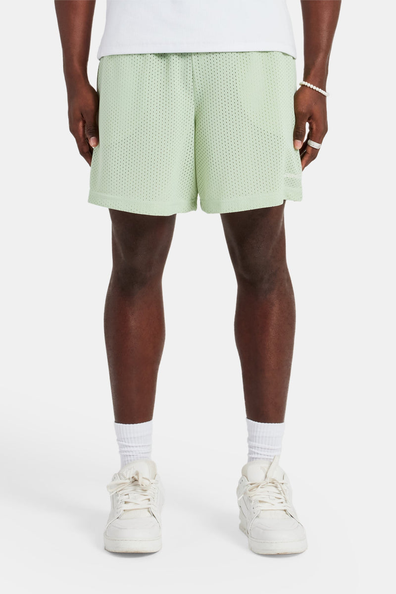 AmalfiGold Embroidered Mesh Short - Sage