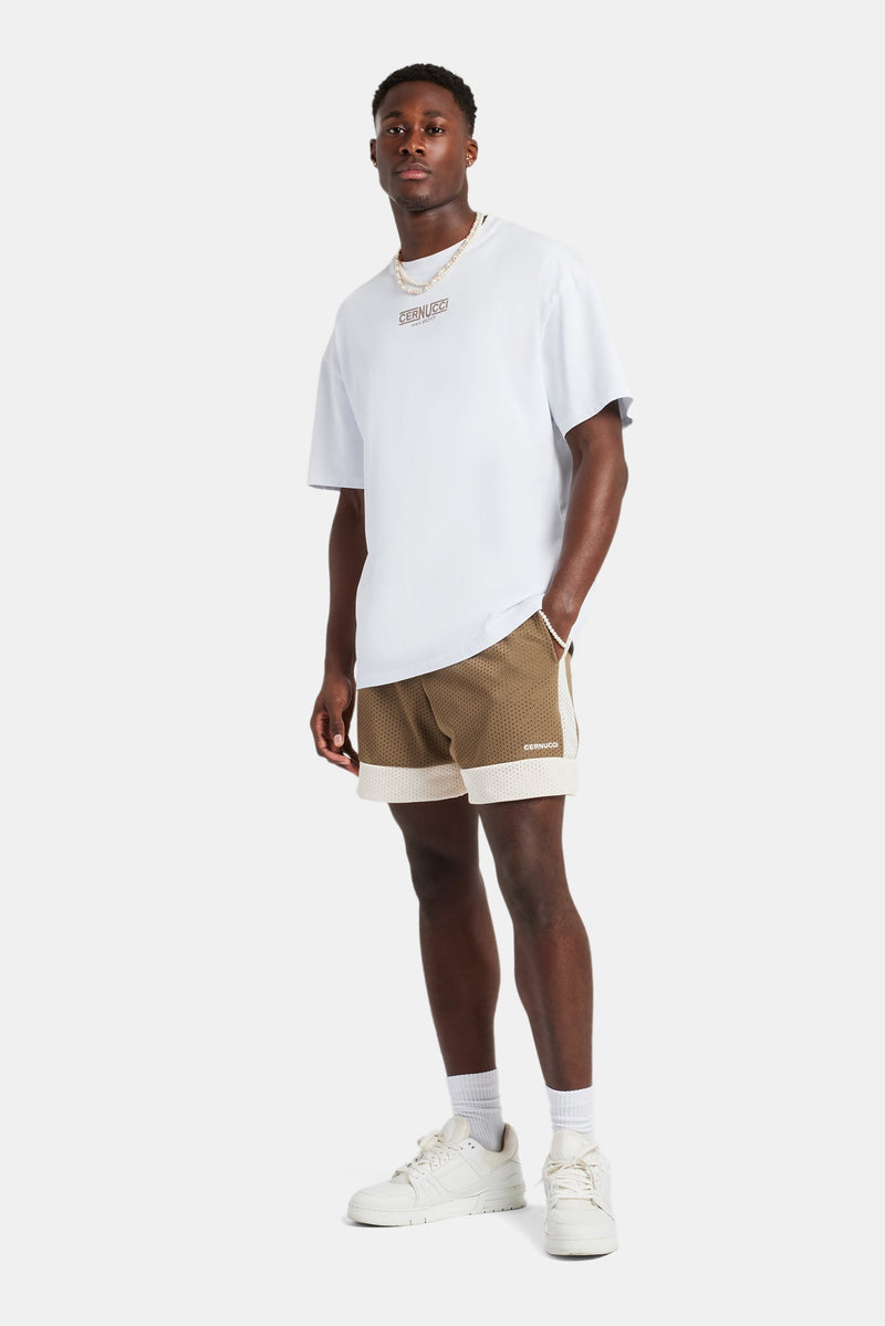 AmalfiGold Panel Mesh Short - Taupe