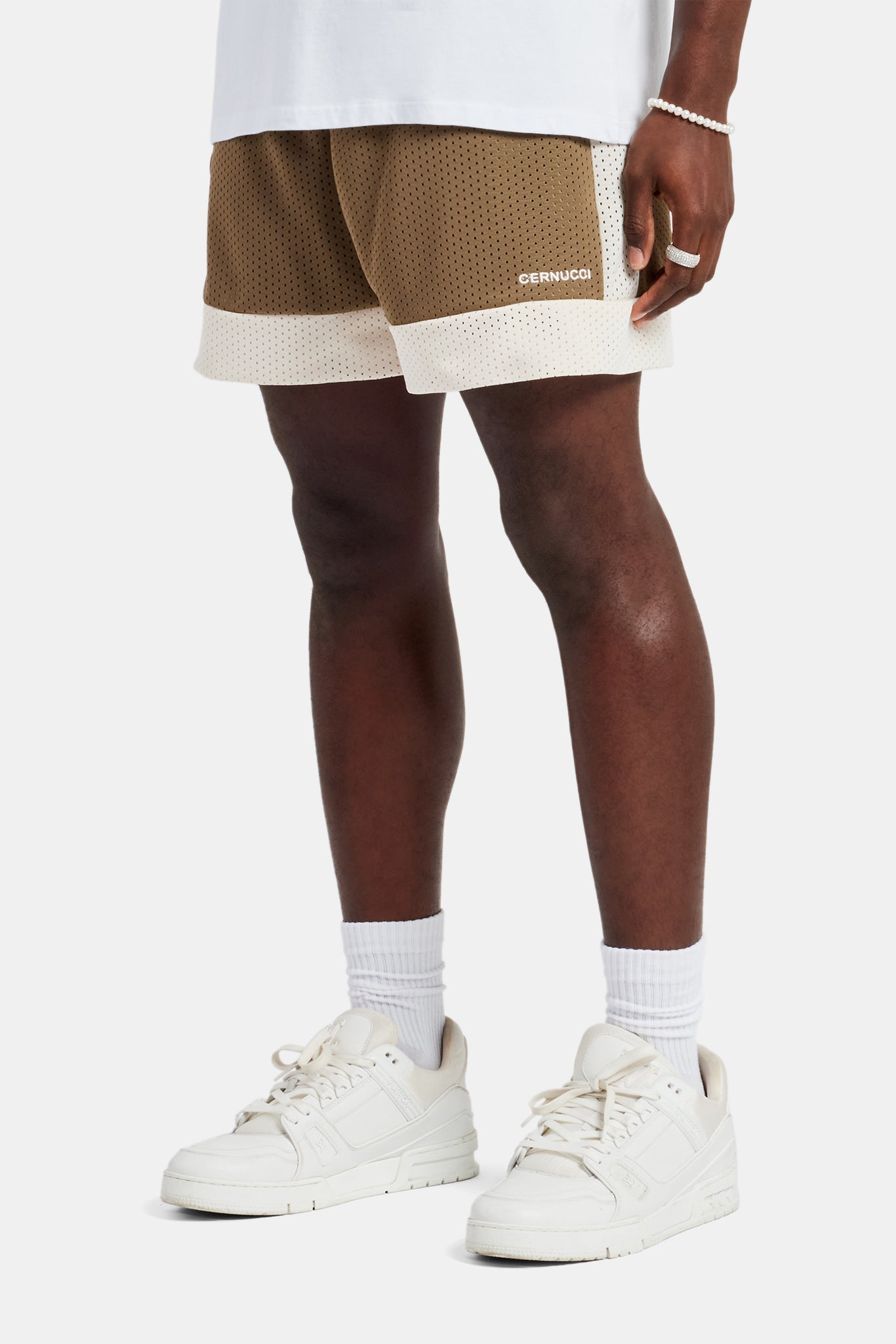 AmalfiGold Panel Mesh Short - Taupe
