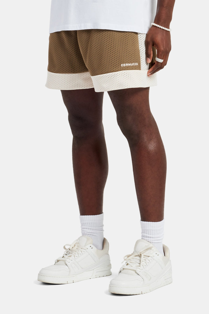 AmalfiGold Panel Mesh Short - Taupe