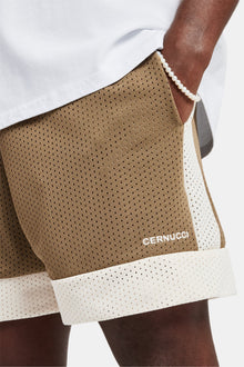 AmalfiGold Panel Mesh Short - Taupe