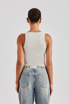 AmalfiGold Embroidered Vest Top - Grey Marl