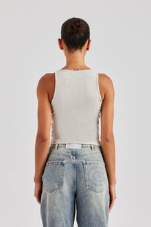 AmalfiGold Embroidered Vest Top - Grey Marl