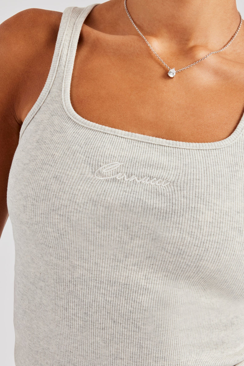 AmalfiGold Embroidered Vest Top - Grey Marl