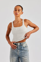 AmalfiGold Embroidered Vest Top - Grey Marl
