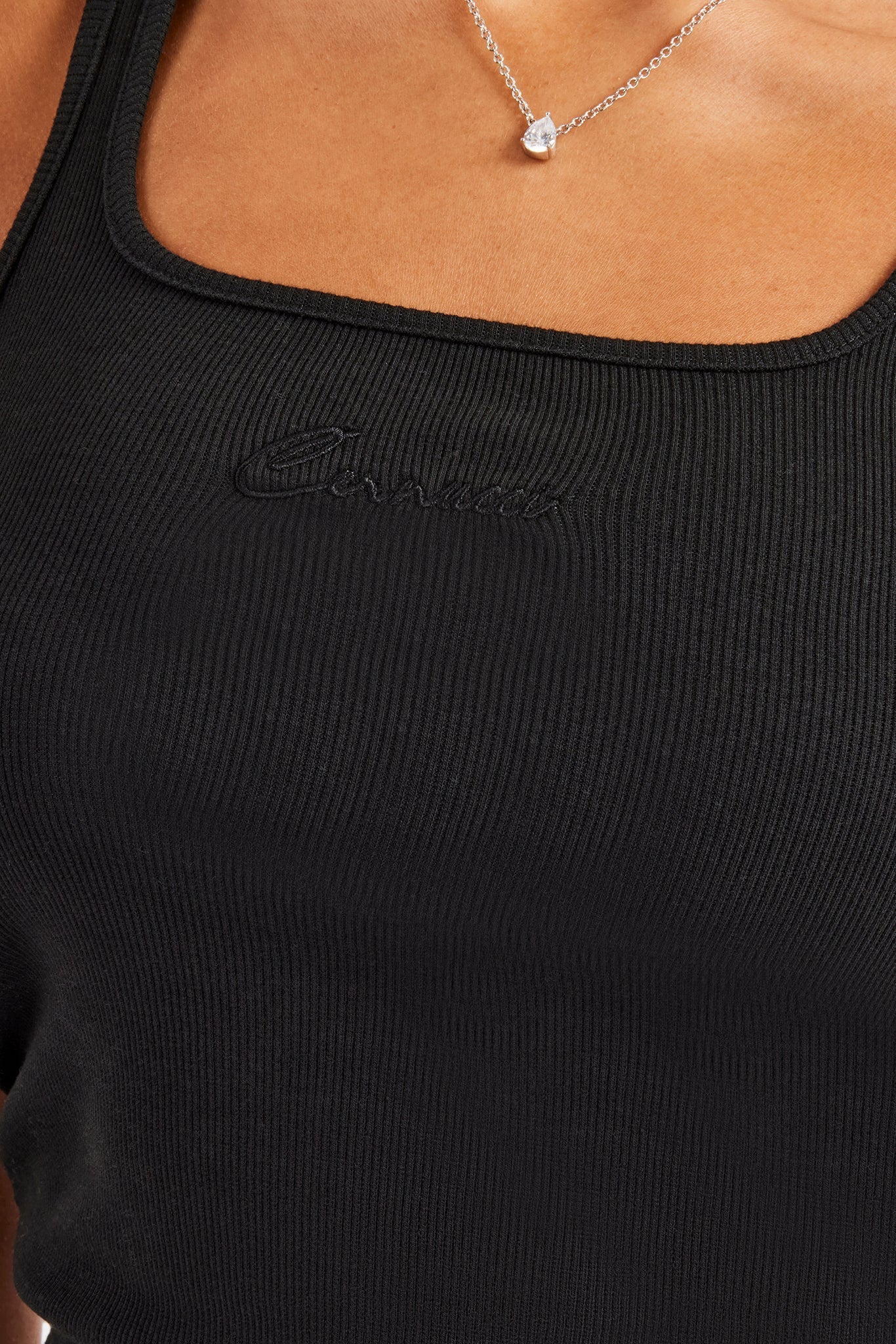 AmalfiGold Embroidered Vest Top - Black