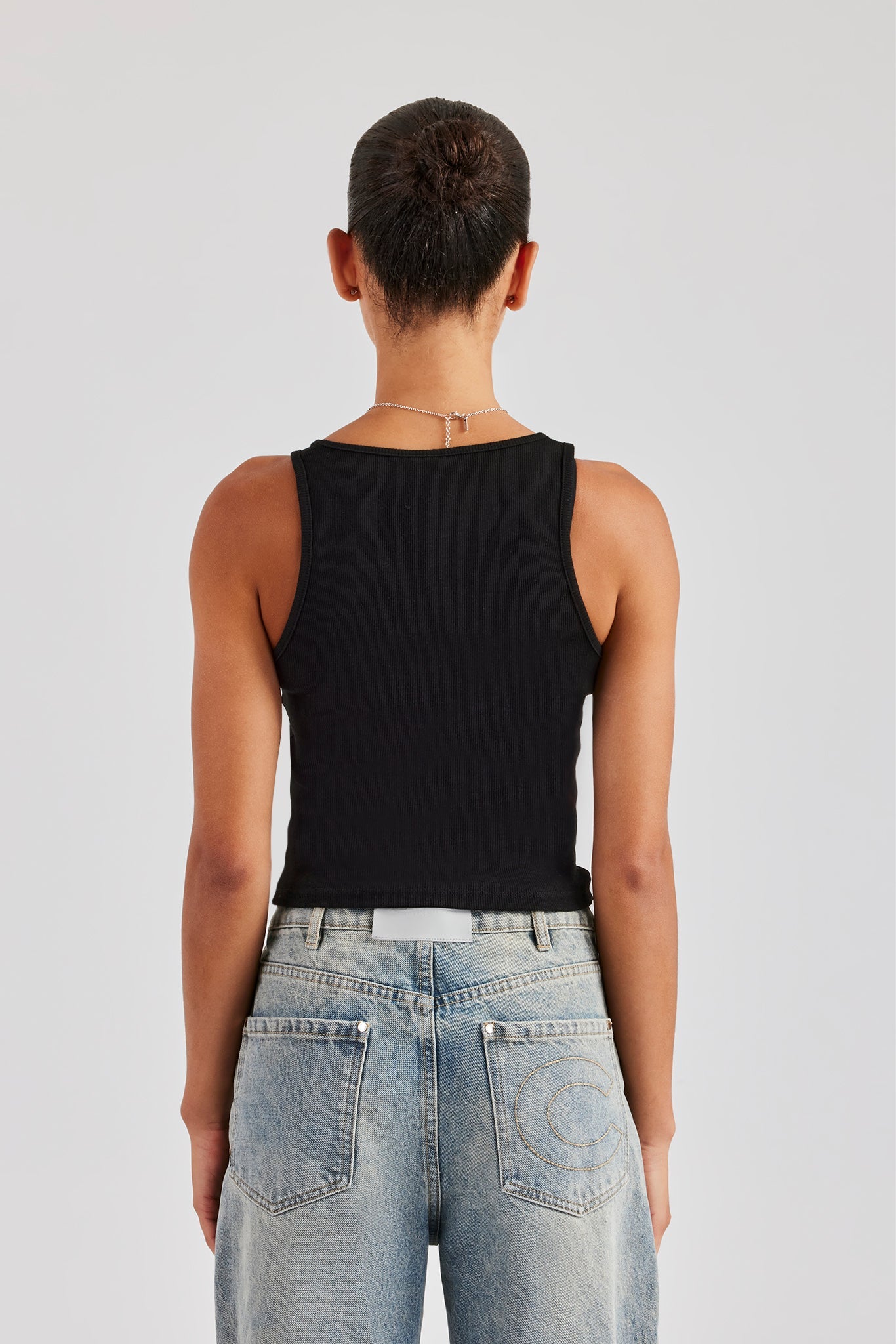 AmalfiGold Embroidered Vest Top - Black
