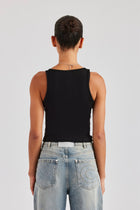 AmalfiGold Embroidered Vest Top - Black