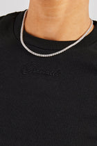 AmalfiGold Embroidered Rib Baby Tee - Black