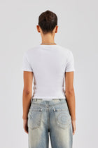 AmalfiGold Embroidered Rib Baby Tee - White