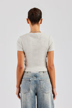 AmalfiGold Embroidered Rib Baby Tee - Ash Grey