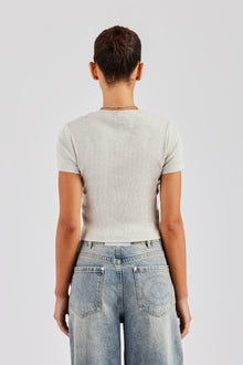 AmalfiGold Embroidered Rib Baby Tee - Ash Grey