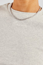 AmalfiGold Embroidered Rib Baby Tee - Ash Grey