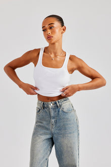 AmalfiGold Embroidered Vest Top - White