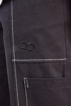Relaxed Contrast Stitch Cargo Trouser - Black