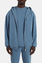 Oversized Zip Through Hoodie - Steel Blue