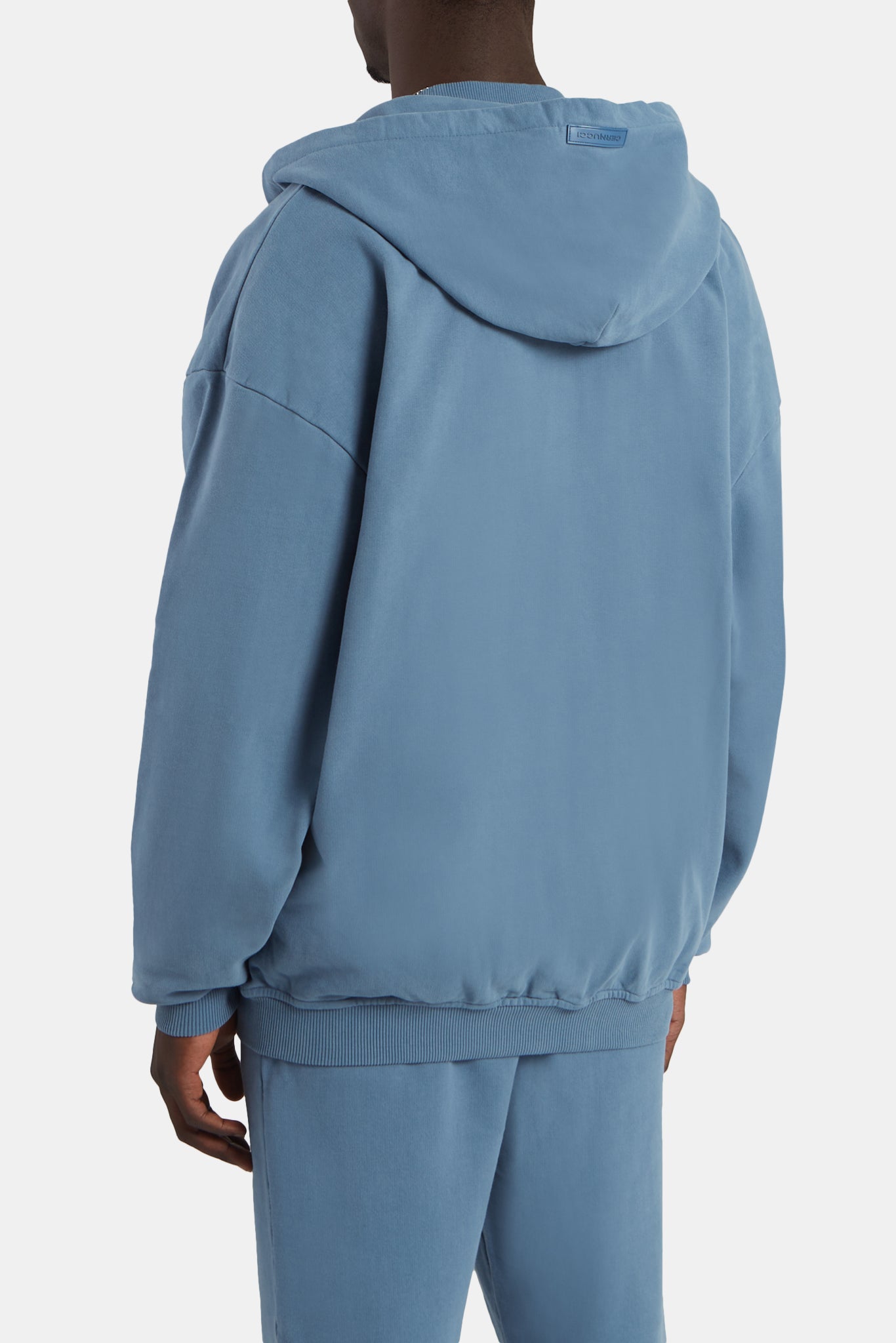 Oversized Zip Through Hoodie - Steel Blue