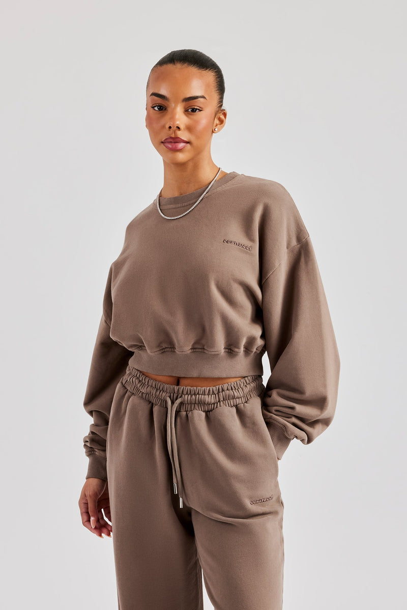 AmalfiGold Cropped Sweatshirt - Taupe