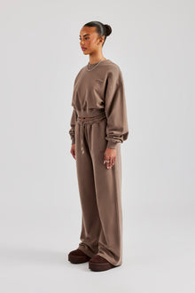 AmalfiGold Cropped Hoodie & Wide Leg Jogger - Taupe