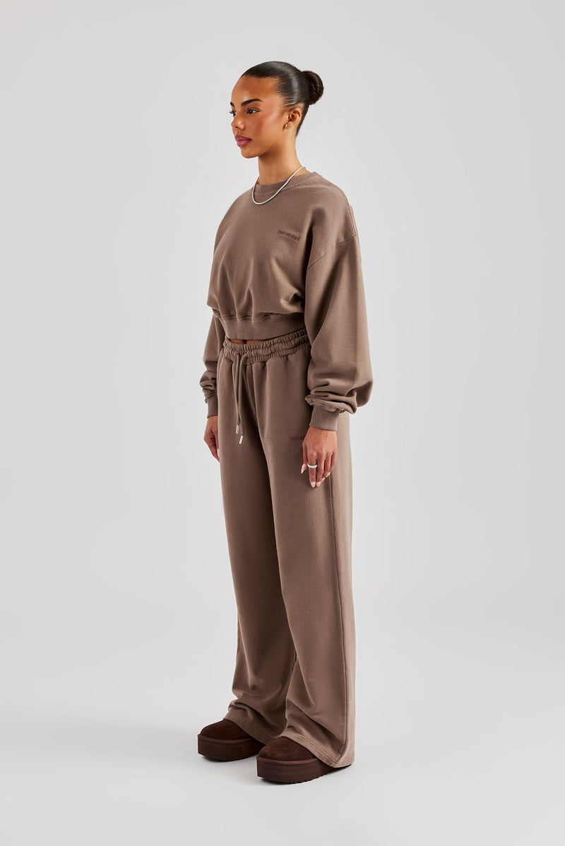 AmalfiGold Cropped Hoodie & Wide Leg Jogger - Taupe