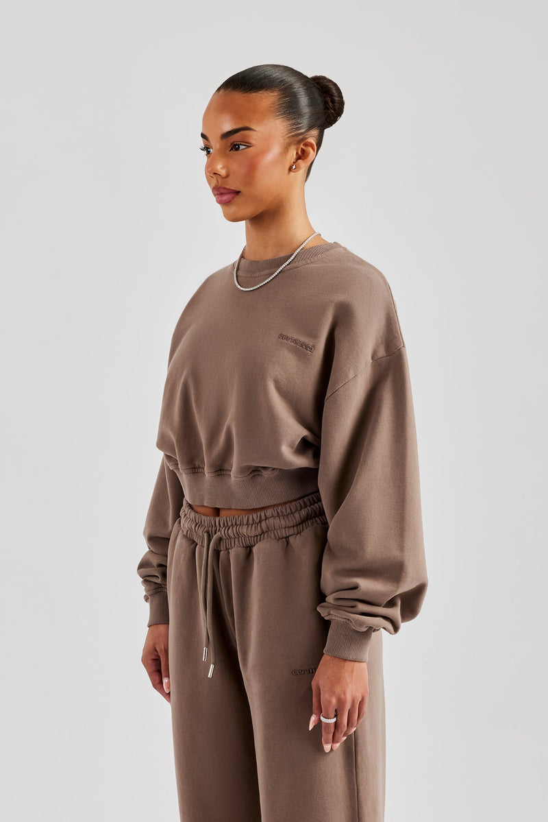 AmalfiGold Cropped Sweatshirt - Taupe