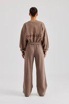 AmalfiGold Cropped Hoodie & Wide Leg Jogger - Taupe