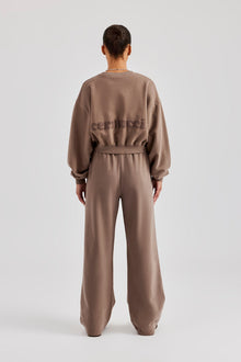 AmalfiGold Cropped Hoodie & Wide Leg Jogger - Taupe
