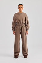 AmalfiGold Cropped Hoodie & Wide Leg Jogger - Taupe