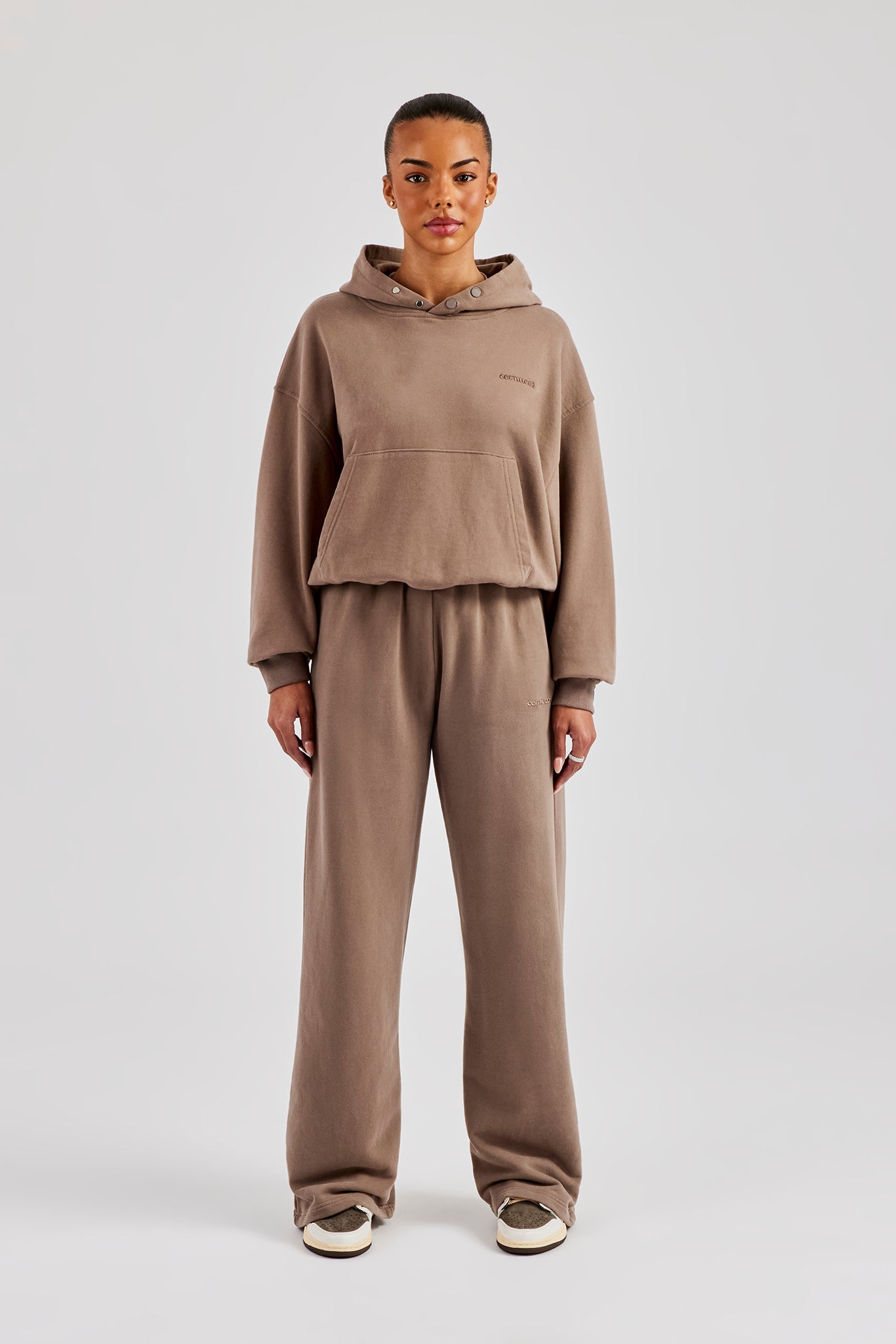 AmalfiGold Boxy Hoodie & Wide Leg Jogger - Taupe