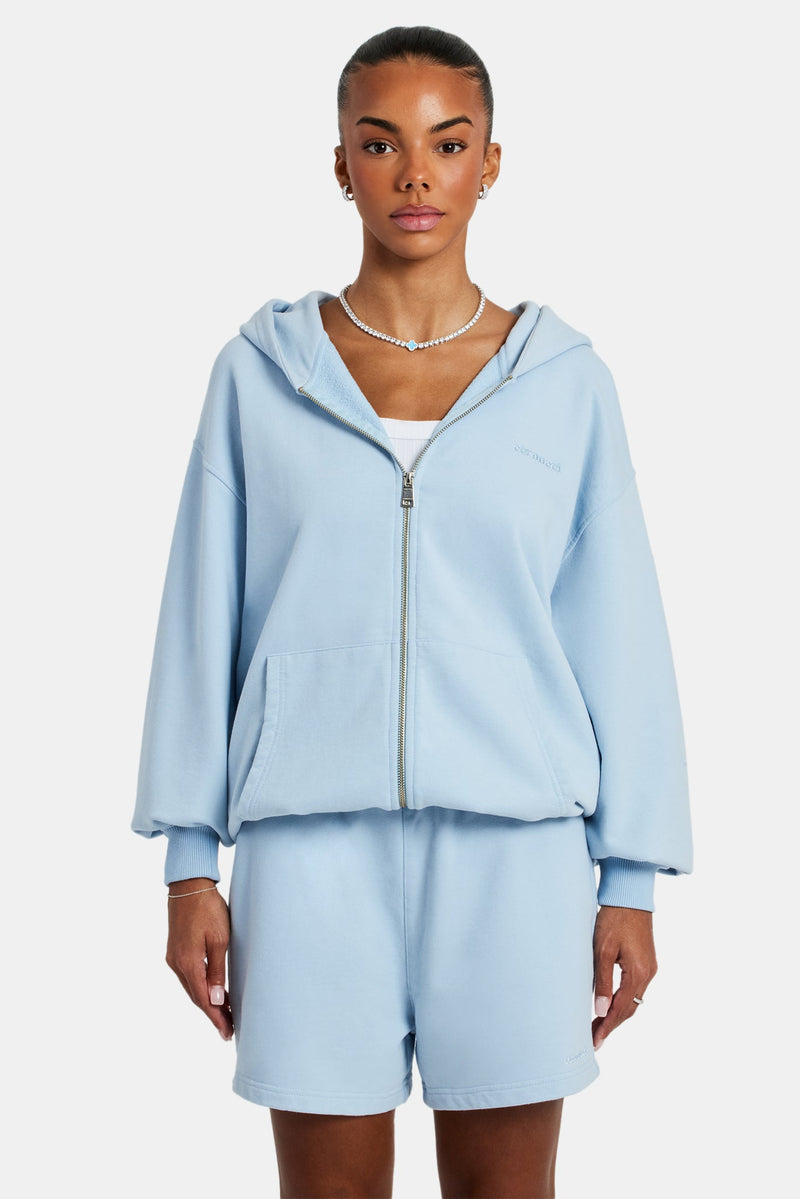 AmalfiGold Zip Through Hoodie - Light Blue